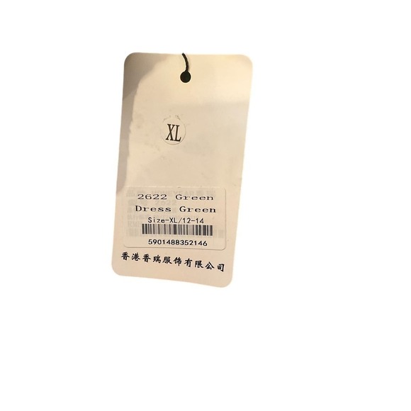 Hone Year Mini Shirt Dress Women's XL Green Floral Lace Lined Cotton Blend - Picture 8 of 9